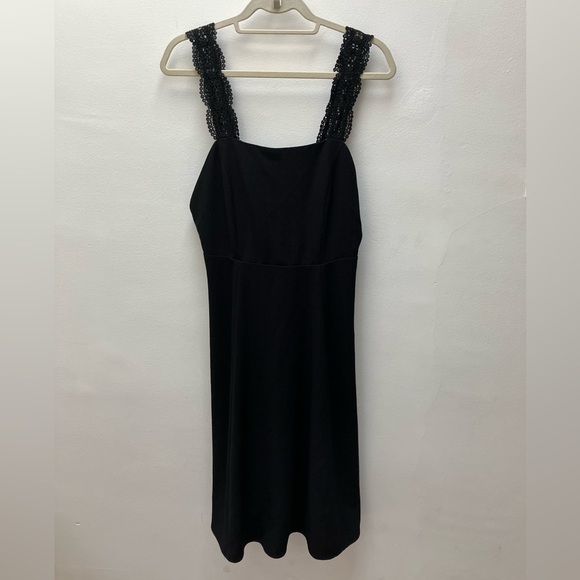 Sézane Robe Edna Black Noir Crochet Strap Midi Dress - 38/6 - Picture 4 of 10